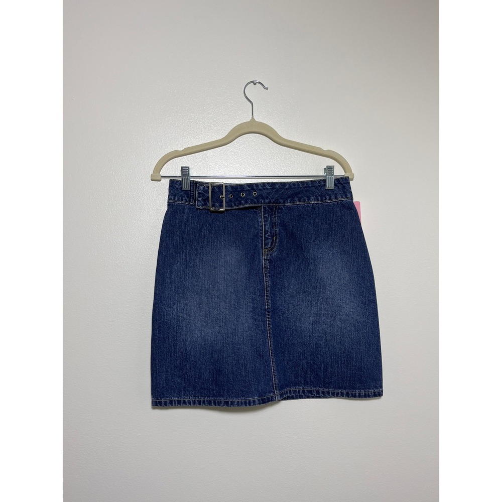 Mossimo Denim Mini Skirt Medium Wash Buckle Belt Detail